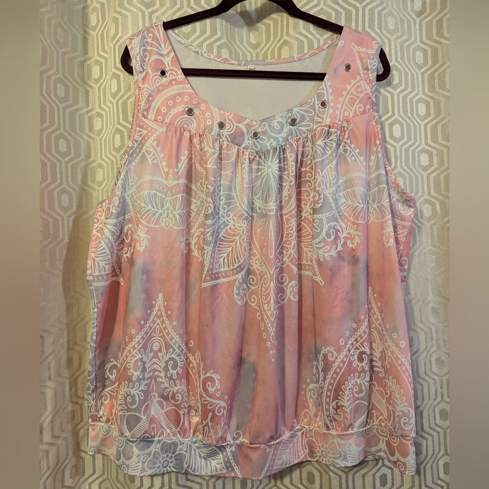 Pink and White Women's Top